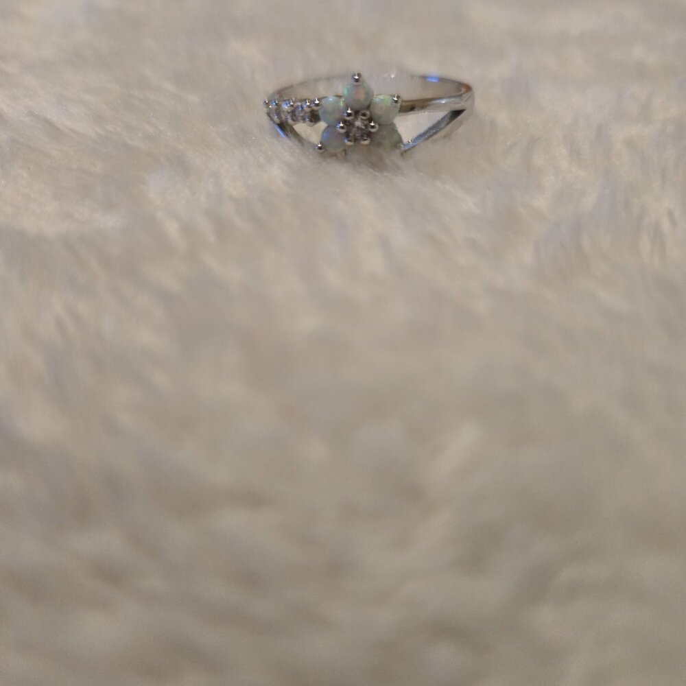 New Opal Flower 925 Sterling Silver Sz 8
